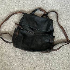 Distressed Black and brown vegan leather backpack
